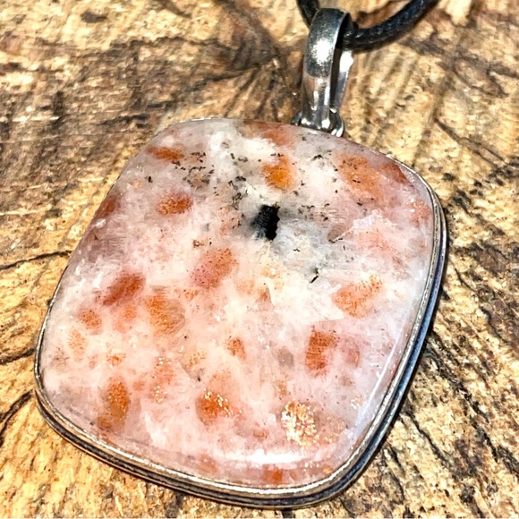 Sunstone Oligoclase Feldspar Pendant 2 1/4” - Picture 3 of 9